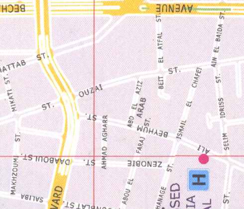 Map, Mikati Makhzoum, Daaboul street, Abou el Faraj, Beit el atfal, Ain el Baida, Selim Idriss, Ismail el Chafei, Abd el aziz