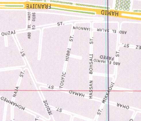 Map, Toufic Hibri, Abd el salam, Omar Hamad, jedide street, hassan Bohsali, abd el hamid Fayed