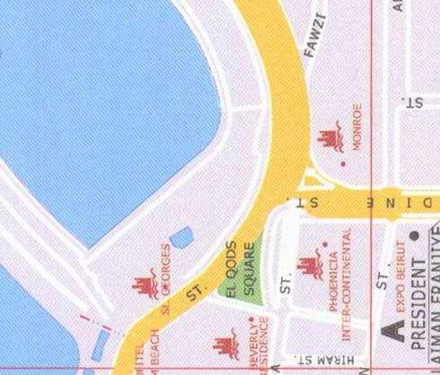 Maps of Beirut Location address: Phoenicia Inter-continental, Hotel Monroe, Beverly residence, Saint Georges, El Qods square, expo beirut