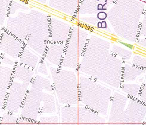 Maps of Beirut Hikmat Jounblat, Borj el Barajneh, Moustapha Naja, Abi Chahla, Sheikh, Wassef Baroudi