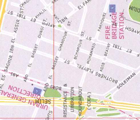 Maps Ibn, Basset Ghandour, Ounsi, Adib Beainy, Fire bridage station, Fakhouri mohammed, Resistance liberation roundabout Cola