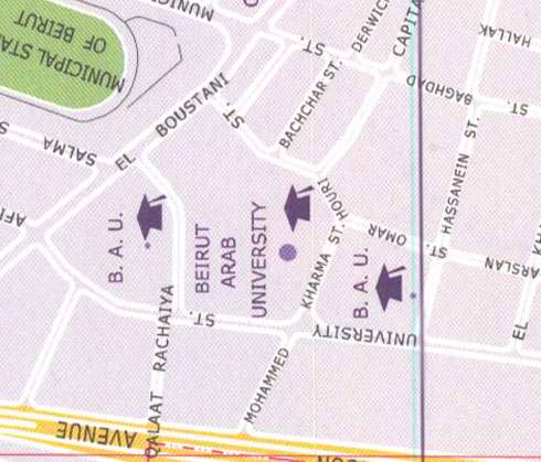 Maps of Beirut Beirut Arab university, Mohammed Kharma, el Boustani, Municipal stadium of Beirut, Qalaat Rachaiya