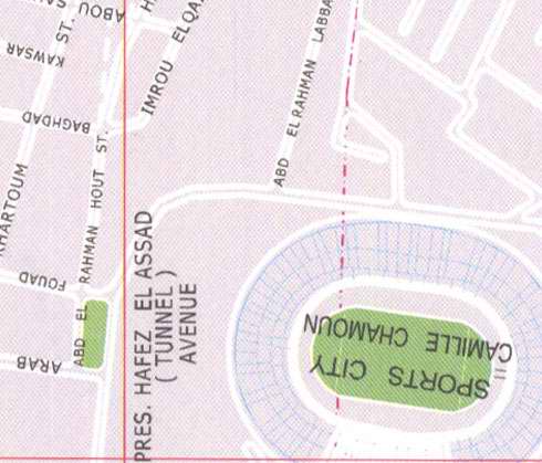 Maps, Sports city Camille Chamoun, Hafez el Assad avenue Tunnel, Abd el Rahman Hout street
