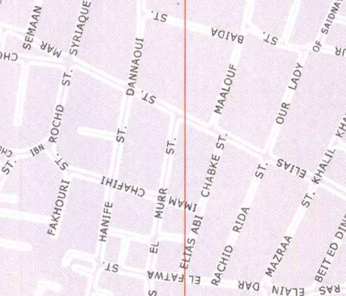 Maps of Beirut Elias abi Chabke strret, Rachid rida, Our lady, Rochd syriaque, Hanife Dannaoui