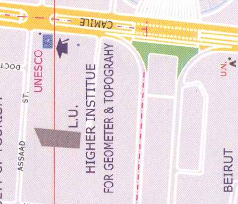 Maps of Beirut, L.U. Higher institue for geometer and topography, unesco, assaad street