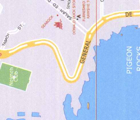 Map of Beirut, Nejmeh Club, searock hotel, donald duck store, furnished appartement in rawshe, Tabach street, Pigeon rocks