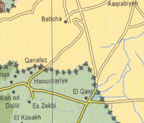 Maps of Lebanon, Location and address, baticha, qanafez, haouchariye, es zekbi, el qasr
