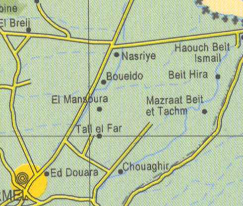 Maps of Lebanon, Location and address, nasriye, boueido, mansoura, tall el far, beit hira