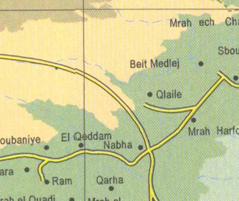 Maps of Lebanon, Location and address, beit medlej, qlaile, nabha, qarha, ram