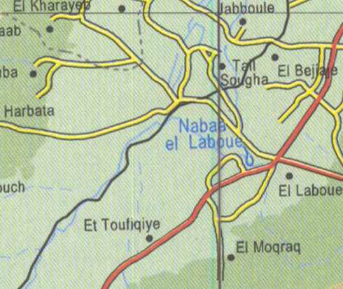 Maps of Lebanon, Location and address, jabboule, nabaa el laboue, et toufiqiye