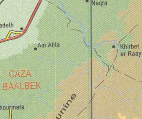 Maps of Lebanon, Location and address, ain ahla, khirbet er raay, baalbek