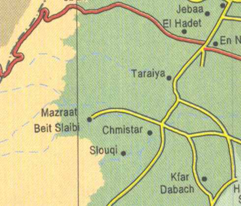 Maps of Lebanon, Location and address, taraiya, chmistar, slouqi, jebaa