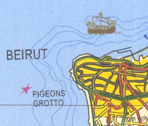 Maps of Lebanon, Location and address, beirut, pigeons grotto