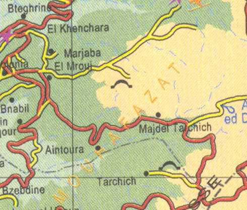 Maps of Lebanon, Location and address, bteghrine, el khenchara, el mrouj, aintoura, tarchich