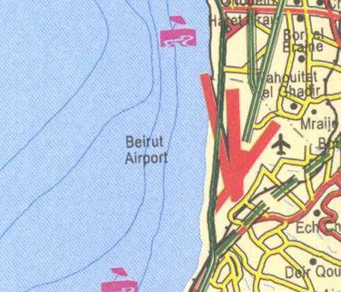 Maps of Lebanon, Location and address, beirut airport, mraije, borj el brajne, tahouitet el ghadir