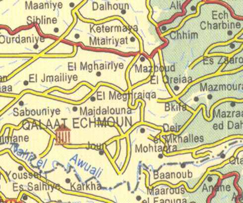 Maps of Lebanon, Location and address, maaniye, ketermaya, chhim,  mazboud, majdalouna, nahr el awuali