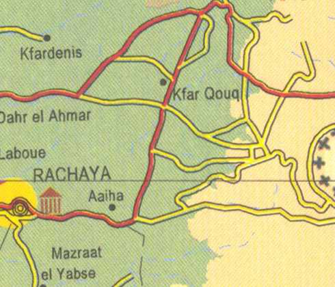 Maps of Lebanon, Location and address, kfardenis, rachaya, kfar qouq, aaiha