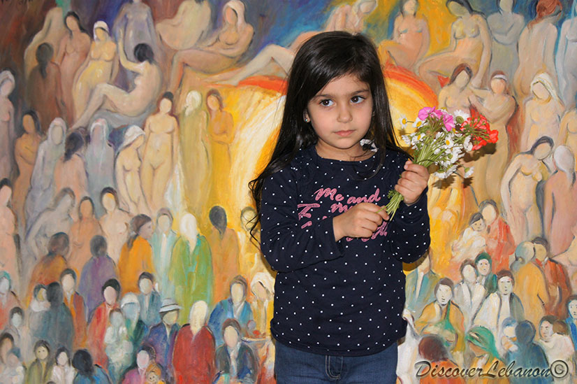 Lebanese girl with flowers