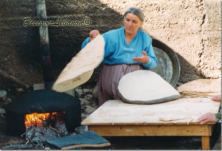 Woman preparing Saj