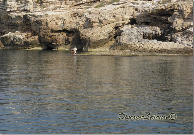Fishing between rocks