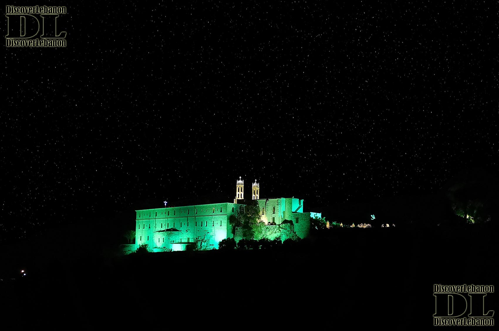 Deir Maounet Deir el Banet Monastery in Lebanon stars twinkle