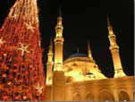 Mosque in Beirut and Christmas Tree