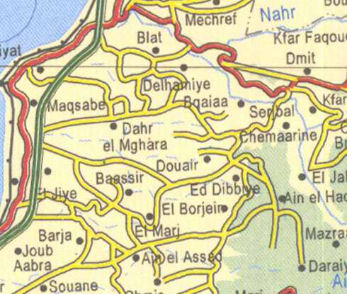 Maps of Lebanon, Location and address, blat, mechref, douair, baassir, barja, joub aabra, el borjein, souane