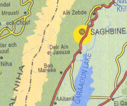 Maps of Lebanon, Location and address, ain zebde, saghbine, qaraaoun lake, aaitanit