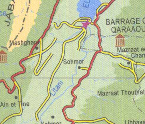 Maps of Lebanon, Location and address, sohmor, litani, mashghara, ain et tine