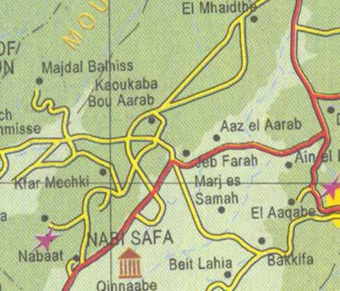 Maps of Lebanon, Location and address, kaoukaba, kfar mechki, nabi safa, beit lahia, bakkifa, nabaat