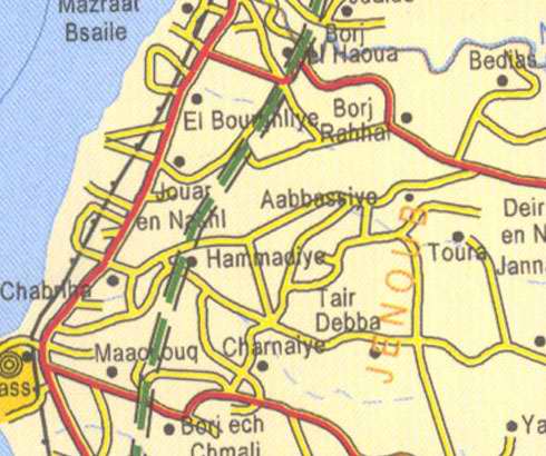 Maps of Lebanon, Location and address, borj el haoua, aabbassiye, hammadiye, toura