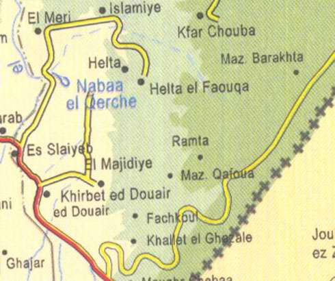 Maps of Lebanon, Location and address,  helta, kfar chouba, helta, nabaa el qerche, ramta, el majidiye, ghajar, el merj