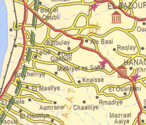 Maps of Lebanon, Location and address, batoulay, ain baal, taibe, aamrane, rmadiye, deir qanoun