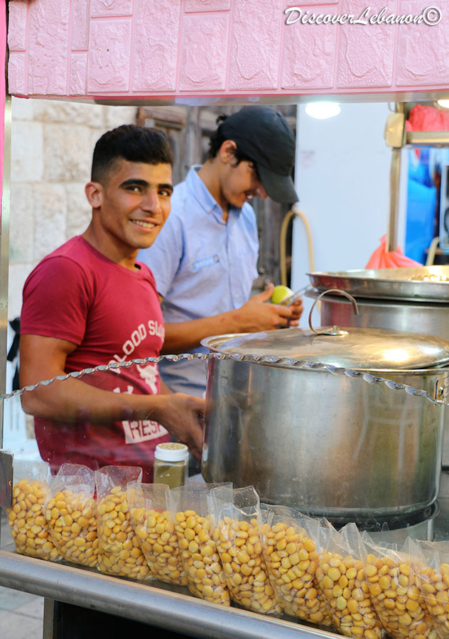 Boys preparing lupin bean