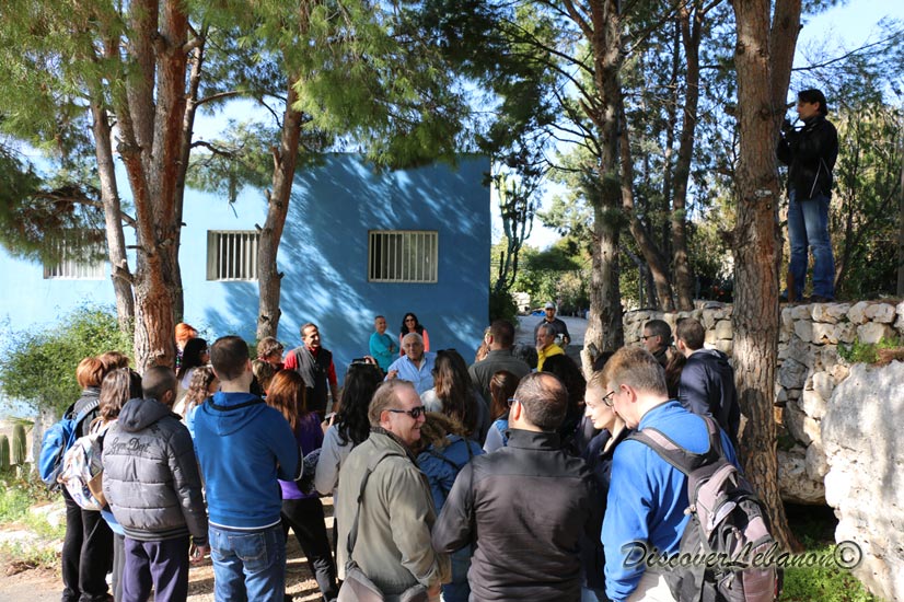 Hikers visiting the artist