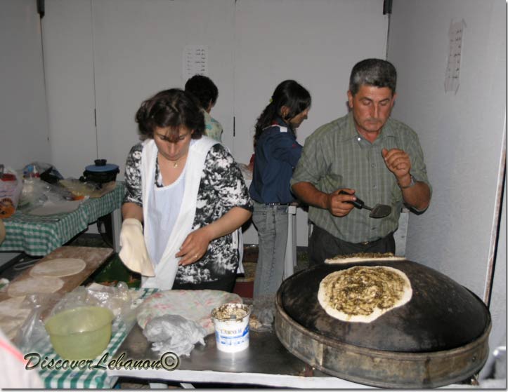 Preparing bread and manouche