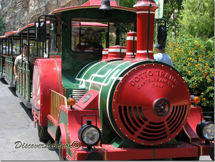 Colorful train in Jeita Grotto