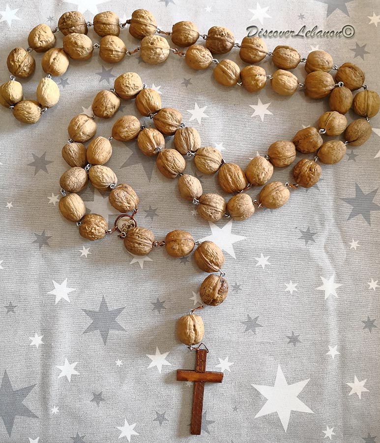 Giant rosary from nuts